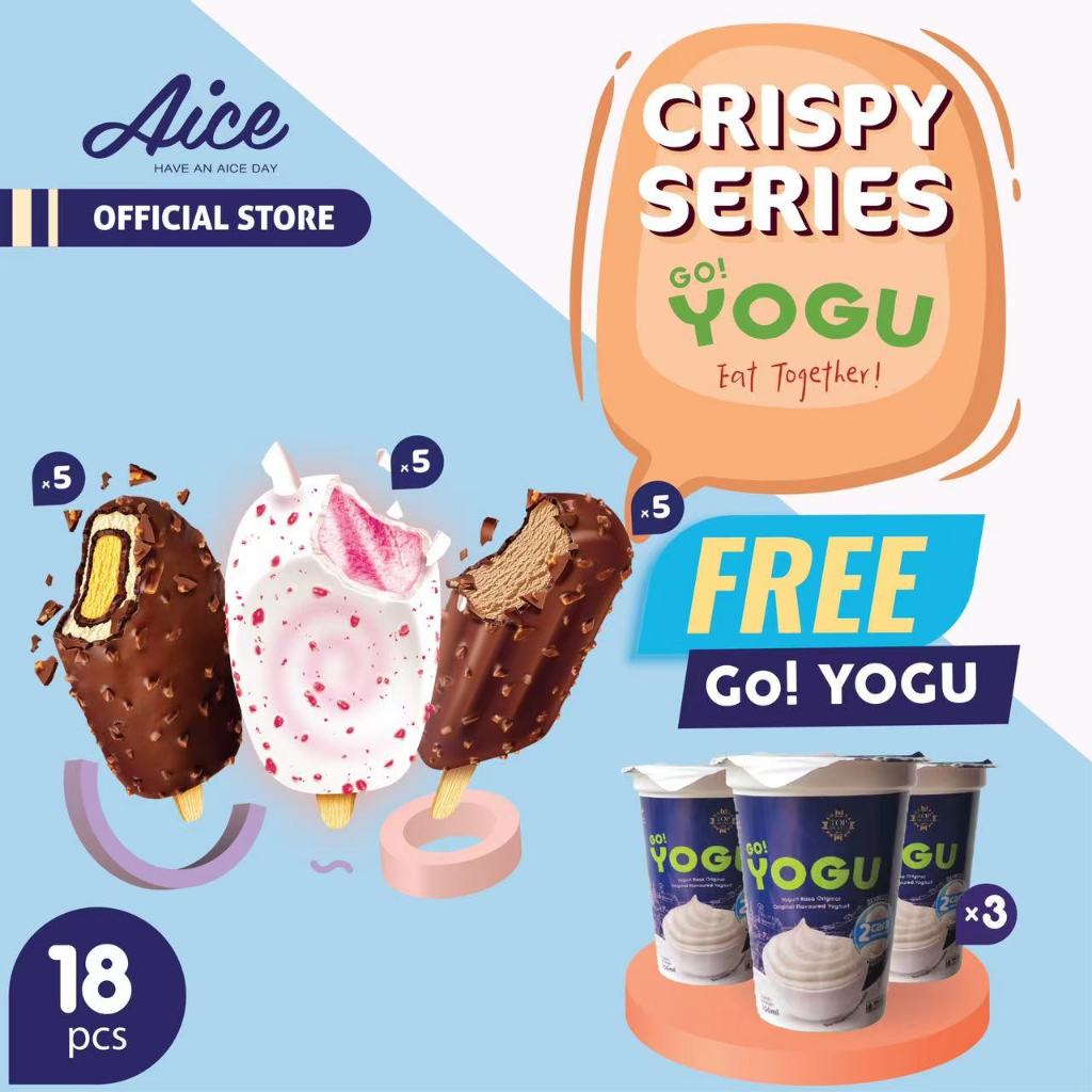 

Aice Ice Cream Paket Crispy Series Mix Go Yogu cup 3 pcs es krim