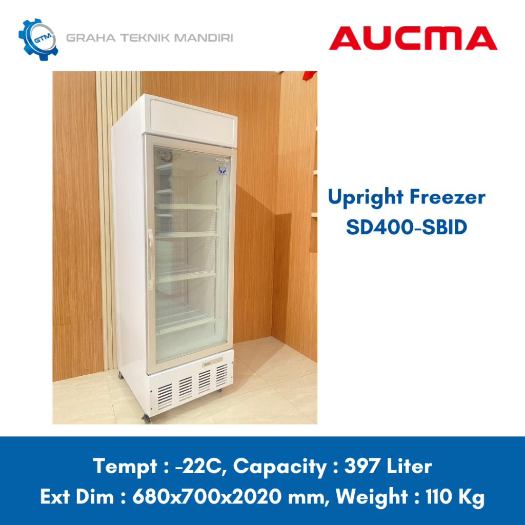 Aucma Upright Freezer Glass Door SD400-SBID