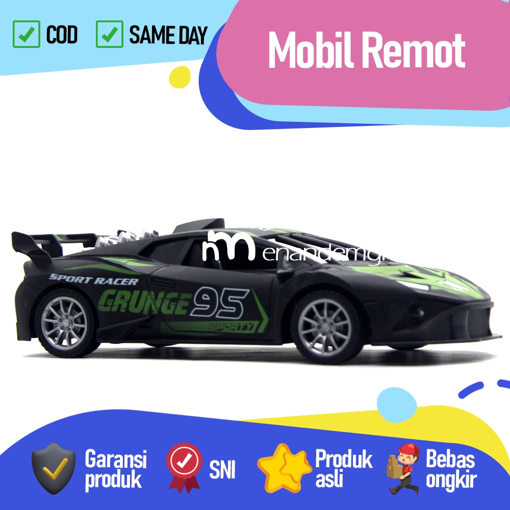 Mainan Mobil Remot Kontrol RC Sedan Balap Super Sport Green Lentern