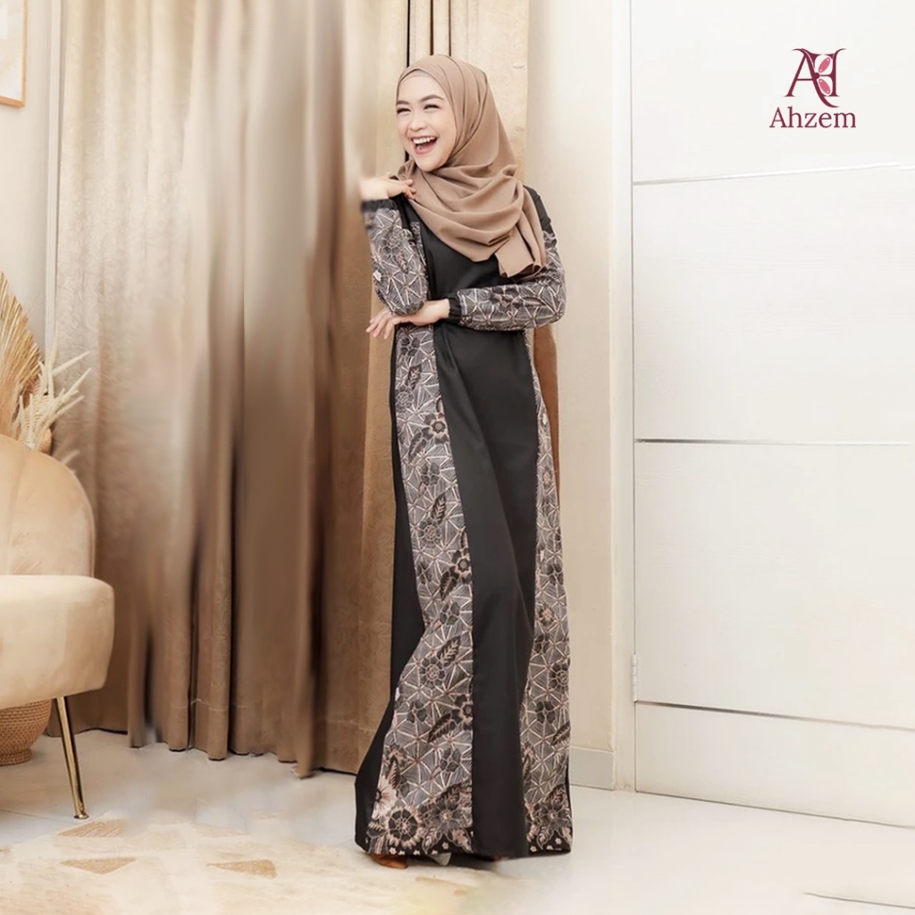 Azhem Official - Gamis Lebaran Batik Felisha Syar'i Dress Anak Baju Kondangan Wanita Haji Umroh Busa