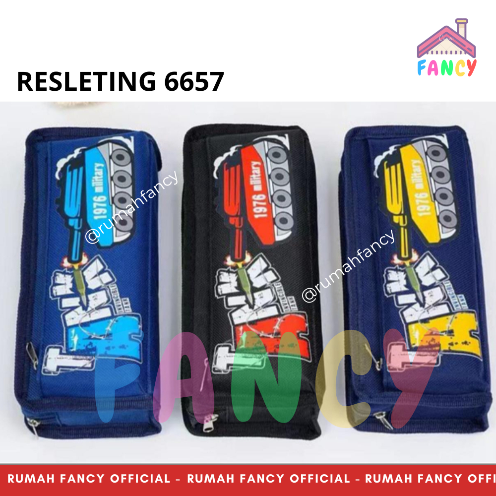 

Tempat Pensil Kain Resleting Bahan Tebal PREMIUM Kotak Pensil 6657 MOBIL TANK COWOK 2 Sleting Elegan Unik Murah