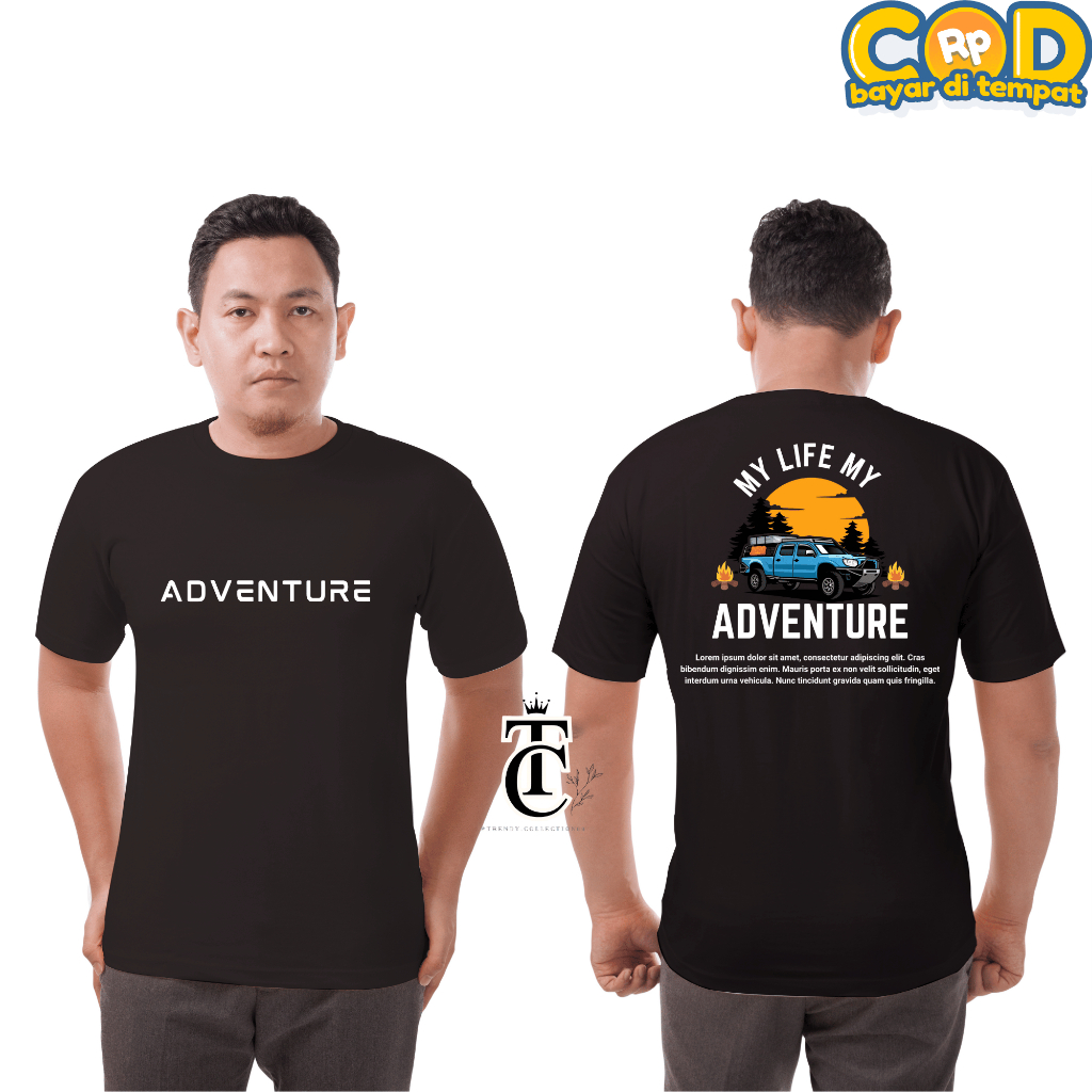 BAJU KAOS DISTRO PRIA WANITA GAMBAR ADVENTURE / KAOS MY LIFE MY ADVENTURE COTTON COMBED 30S