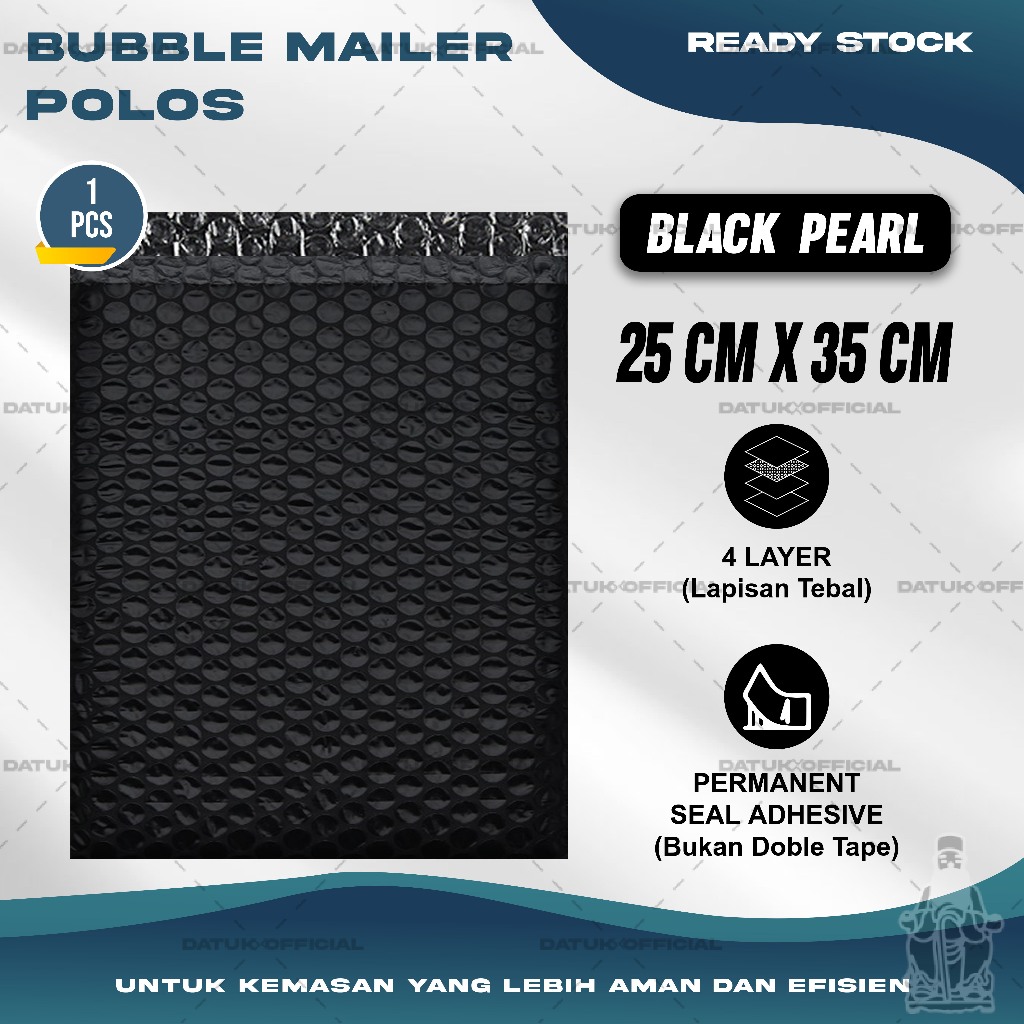 

Plastik Packing BUBBLE MAILER Hitam Kantong Polybubble Amplop Bubble Envelope Polymailer Olshop Polos Ukuran 25X35