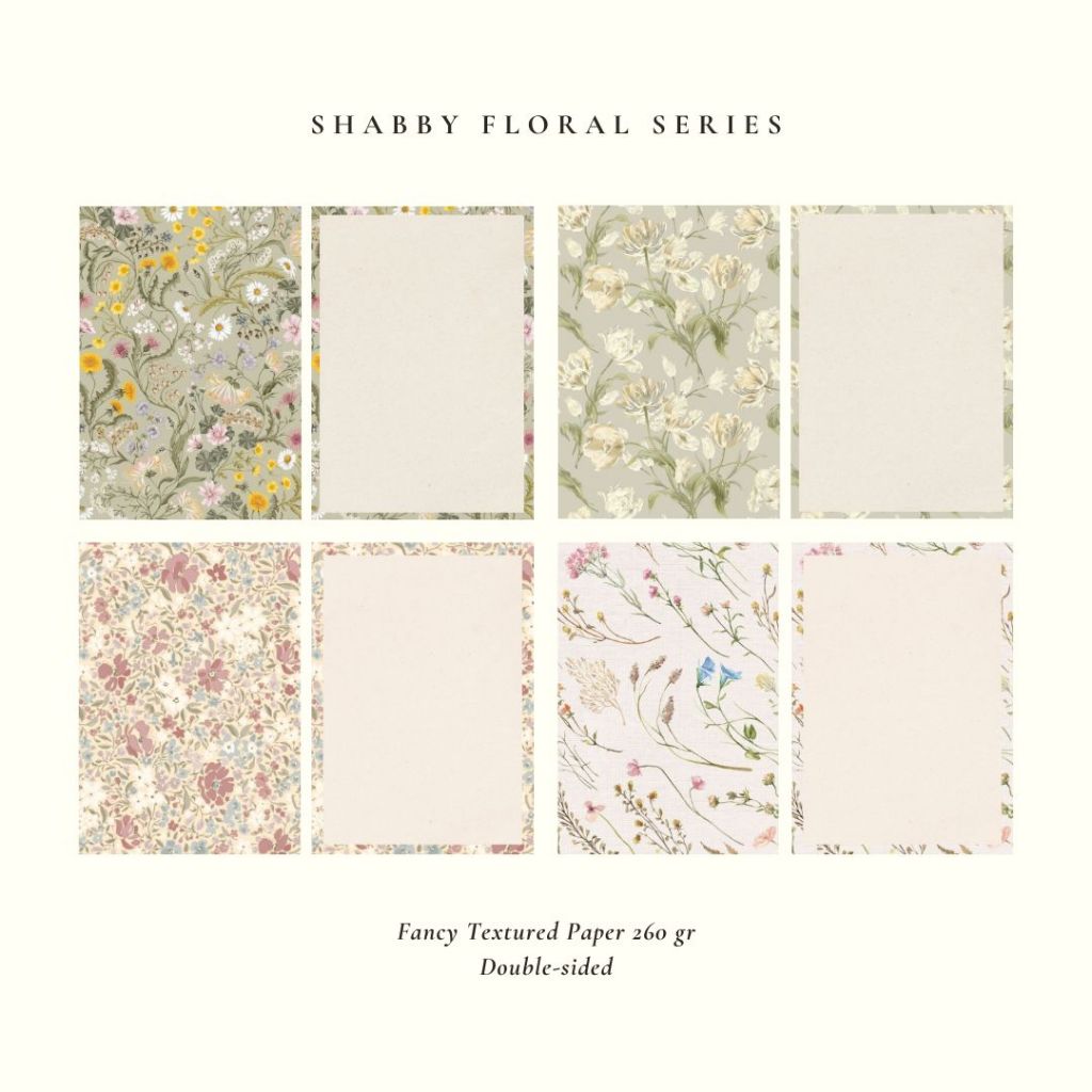 

Post Card A6 Shabby Vintage Floral Series - Personal Card Kartu Pos Estetik Fancy Paper- 8 pcs bundle