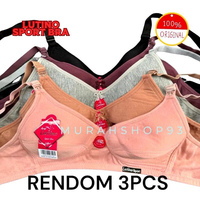 3pcs BH Wanita Dewasa Lutino/ BH Tanpa busa / BH Tanpa Kawat / BH Jumbo / BH termurah