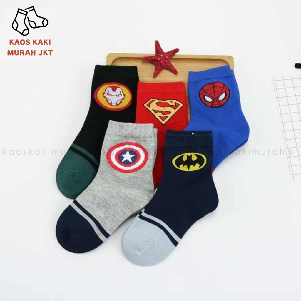 KAOSKAKIMURAHJKT - Kaos Kaki Anak Laki laki Motif  Superhero PAUD /TK & SD Kaos Kaki Anak Laki Laki