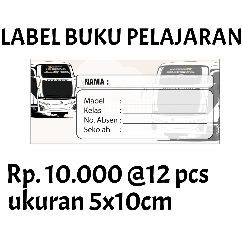 

Stiker label buku pelajaran, label buku gambar bis, stiker gambar bis, stiker label ukuran 5x10cm