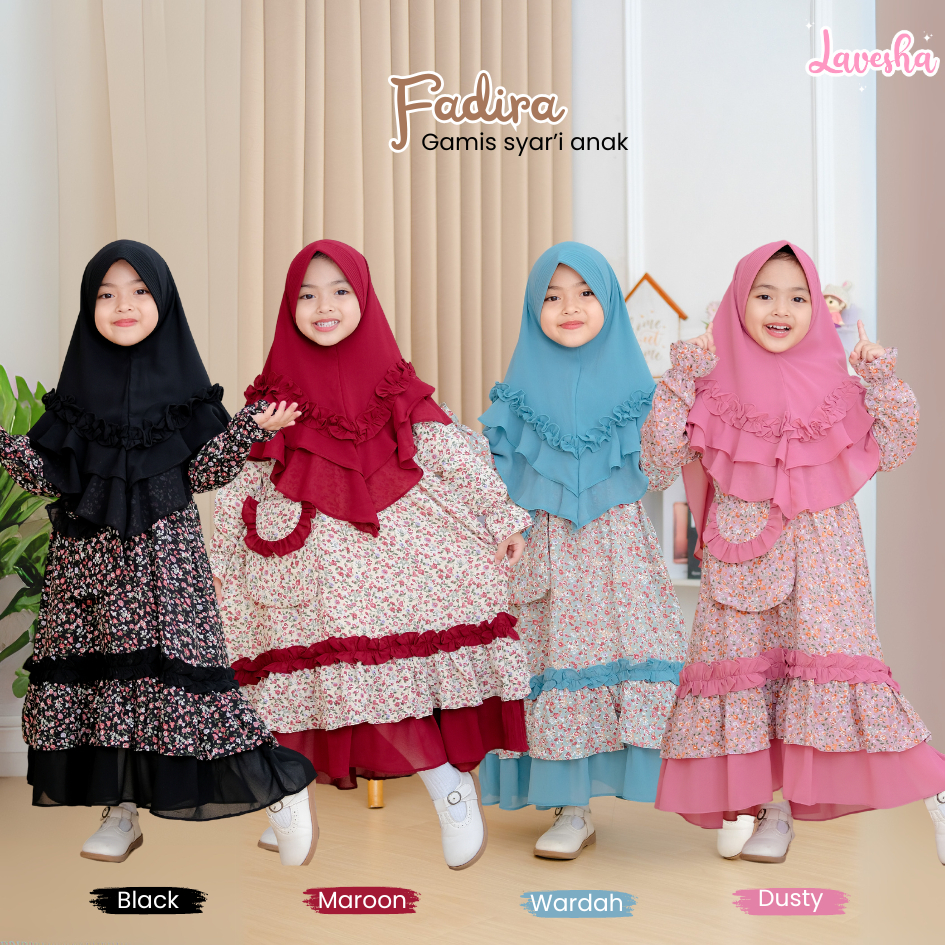 Lavesha Kids - FADIRA GAMIS SYARI SET (FREE TAS CANTIK) Crinkle Aleva Mix Ceruty Babydol Premium