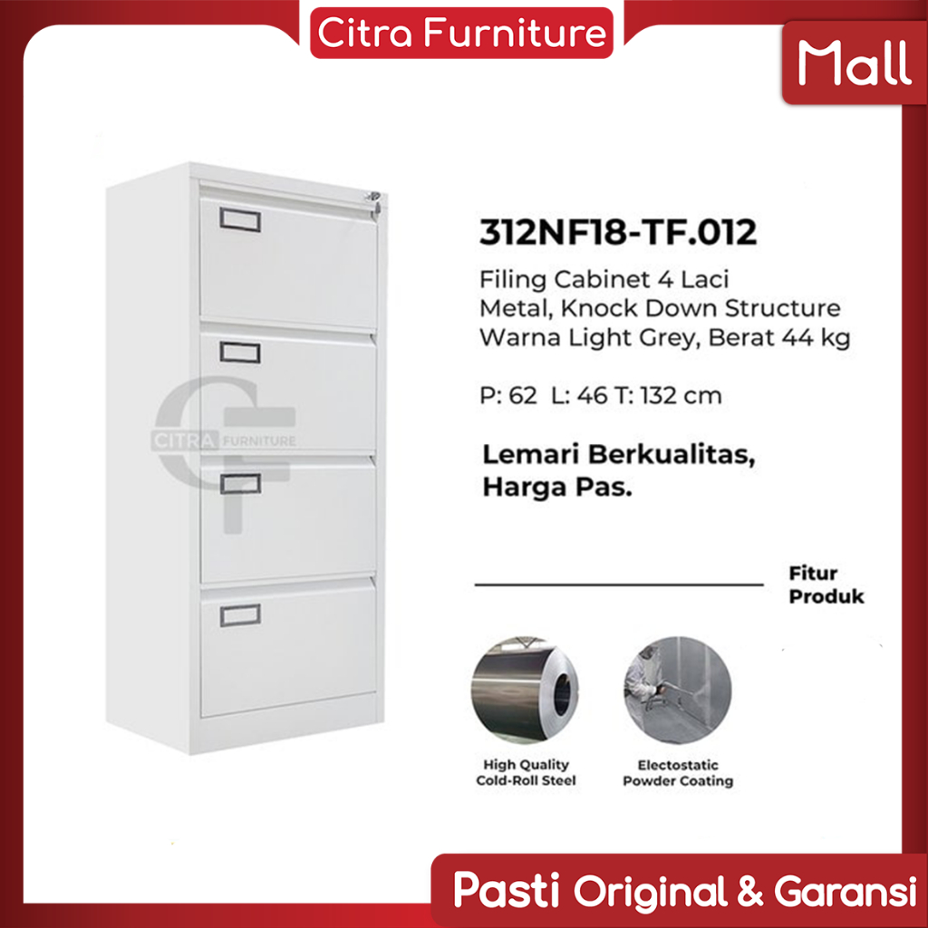 Citra Furniture TOPAS ® Filling Kabinet Besi 4 Susun Laci 18HC-DCS 003