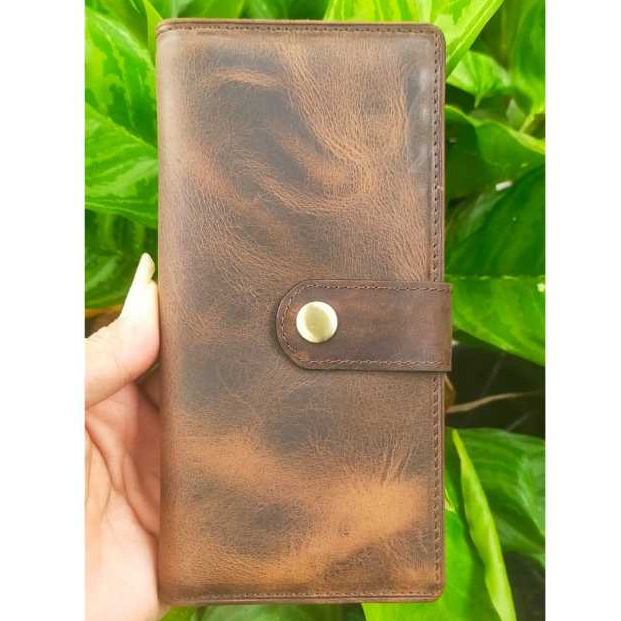 Dompet Kulit Panjang Asli  Pria Wanita Bahan Crazy Horse Premium Leather Long Wallet High Quality