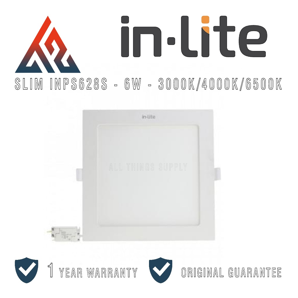 Inlite INPS628S LED Lampu Slim Downlight Panel Inbow Kotak 6W Putih / Kuning - In-Lite 6 W 6Watt 6 W