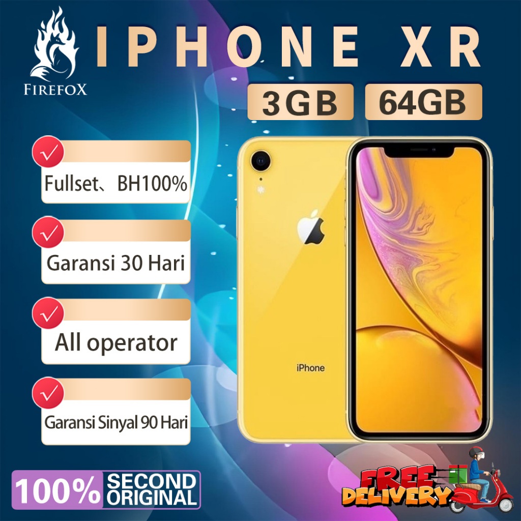 iPhone XR 64GB Bekas Second Original100% Fullset All Sim Mulus Normal Like New Hp 3utools All Green