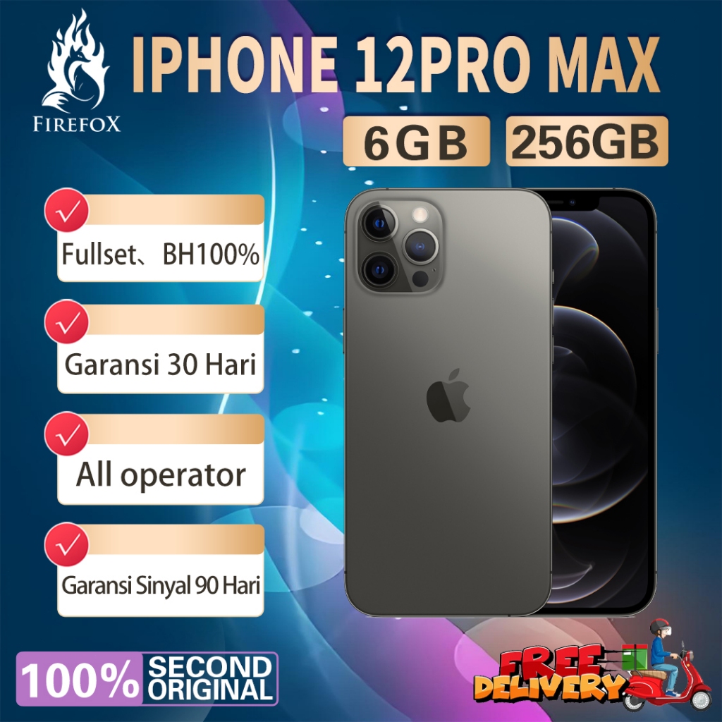 iPhone 12Pro Max 256GB Bekas Second Original100% All Sim Silent Fullset Mulus Hp 3utools All Green