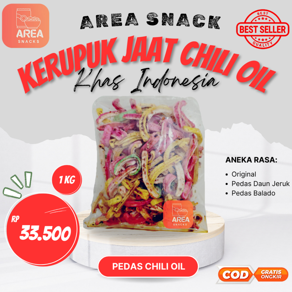 

KERUPUK SEBLAK JAAT BETON CHILI OIL 1 kg PEDAS CHILI OIL DAUN JERUK/ORIGINAL DAUN JERUK SUPER GURIH