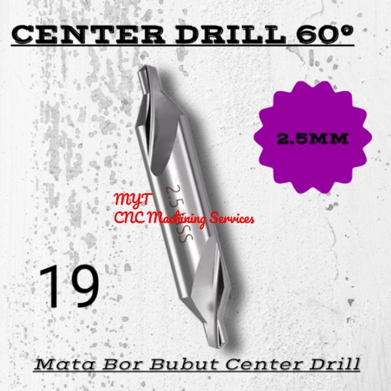 Center drill mata bor center 2.5MM HSS bor center dril 2.5×6×44mm derajat 60°