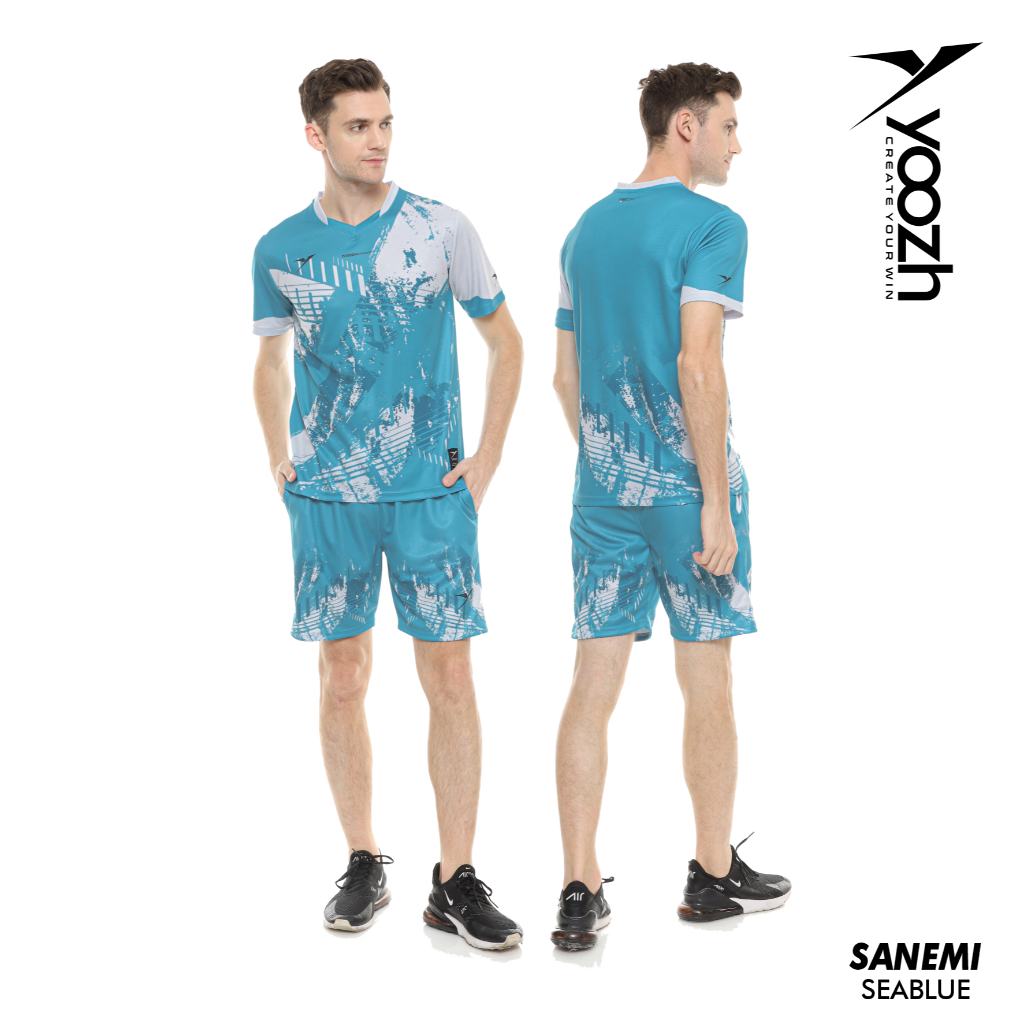 Jersey Yoozh SANEMI SEA BLUE baju badminton celana badminton setelan kaos bulutangkis original