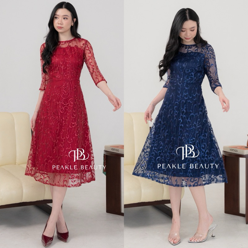 PEAKLE - NAGITA DRESS [BEST SELLER | Midi | Tile | Brokat Dress]