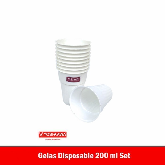 Terbaik YOSHIKAWA GELAS PLASTIK GL202 200ml Gelas Minum Set isi 10 Buah PUTIH