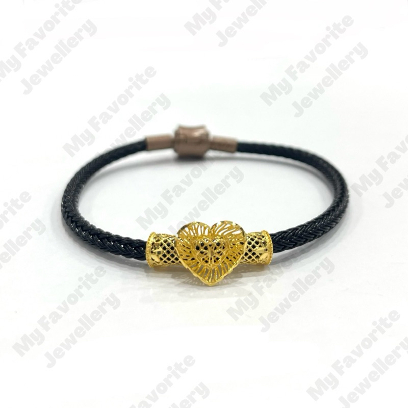 Gelang Tali Liontin Hati EMAS ASLI Kadar 700 16K