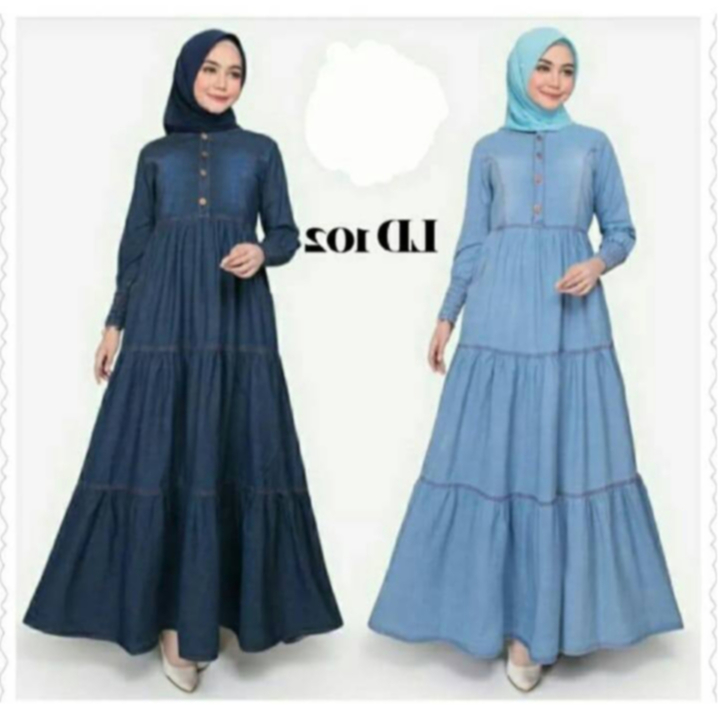 Gamis Jeans Umpak Terbaru Gamis Jeans Mewah Dress Jeans Muslim Cantik Gamis Kondangan Baju Muslim