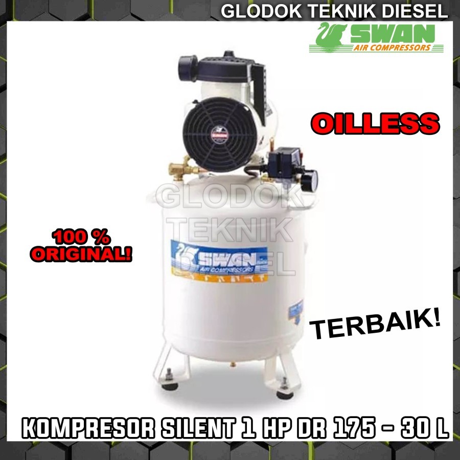 SWAN Kompresor Oilless 1 HP 30 Liter Silent DR 175 30 L Oil Less ORI