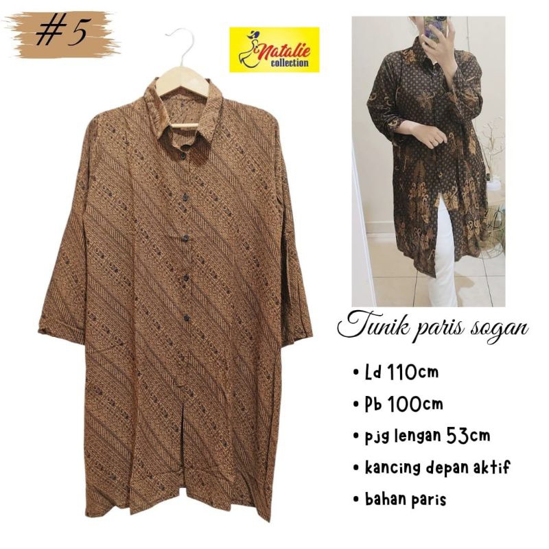 Baju Atasan Wanita Muslim Batik Tunik Sogan