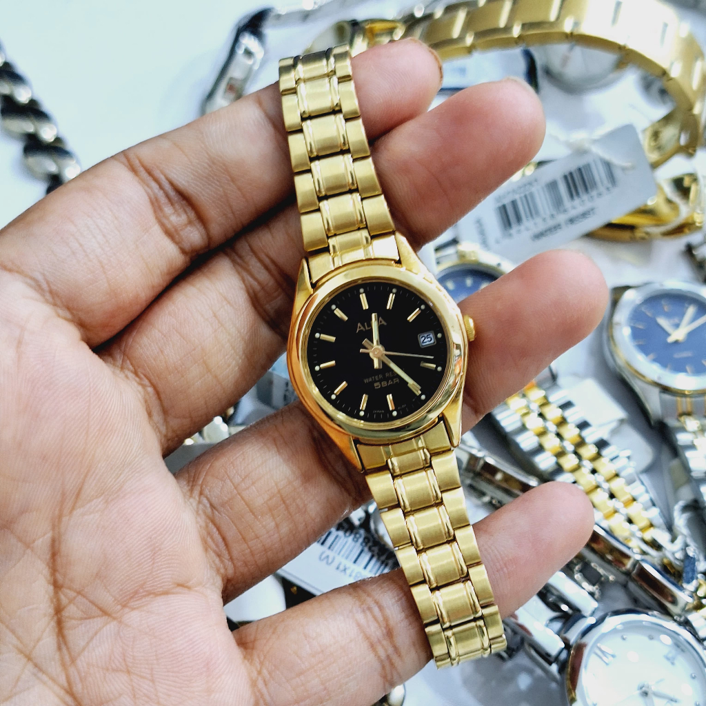 JAM TANGAN WANITA ALBA AXTK58X1 AXTK58 GOLD BLACK ORIGINAL