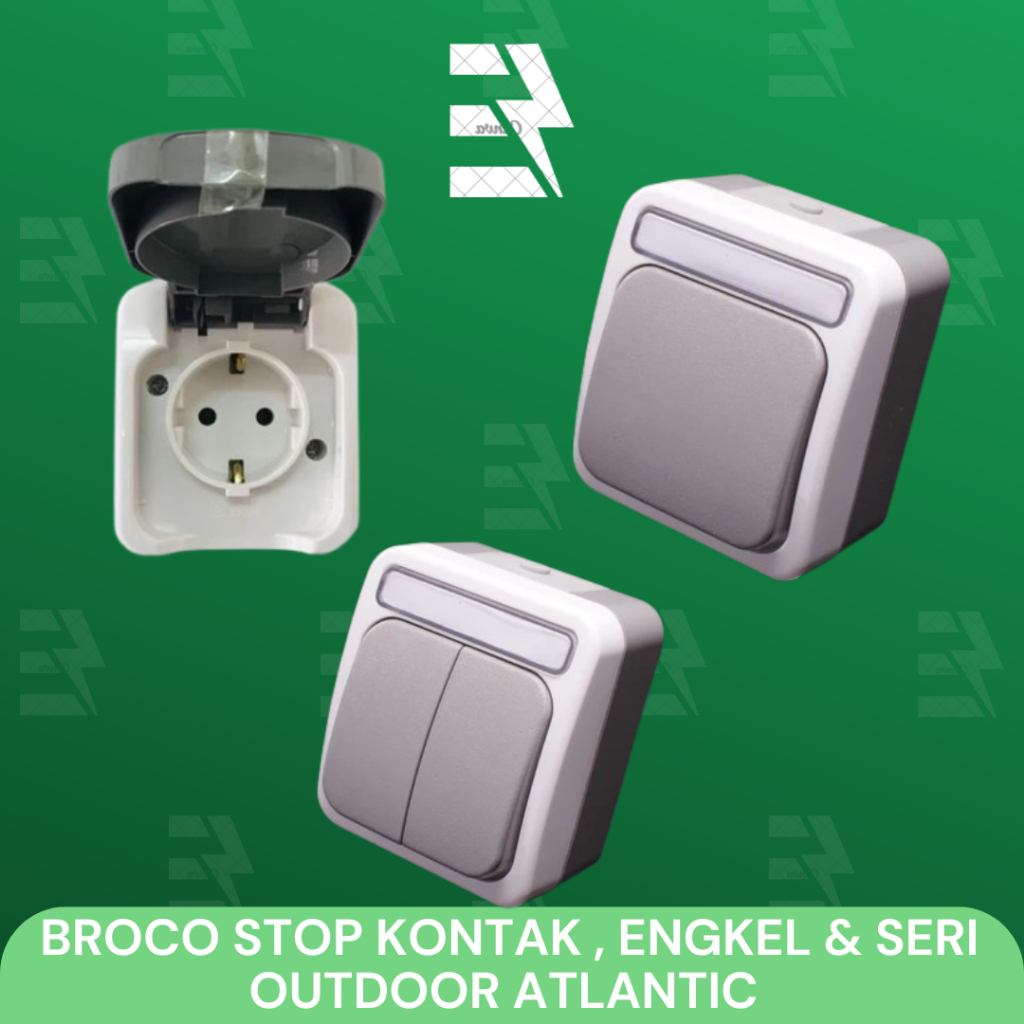 Broco Stop Kontak Outdoor Atlantic 2151 , SAKLAR OB ENGKEL BROCO ATLANTIC 2161, SAKLAR OB SERI BROCO