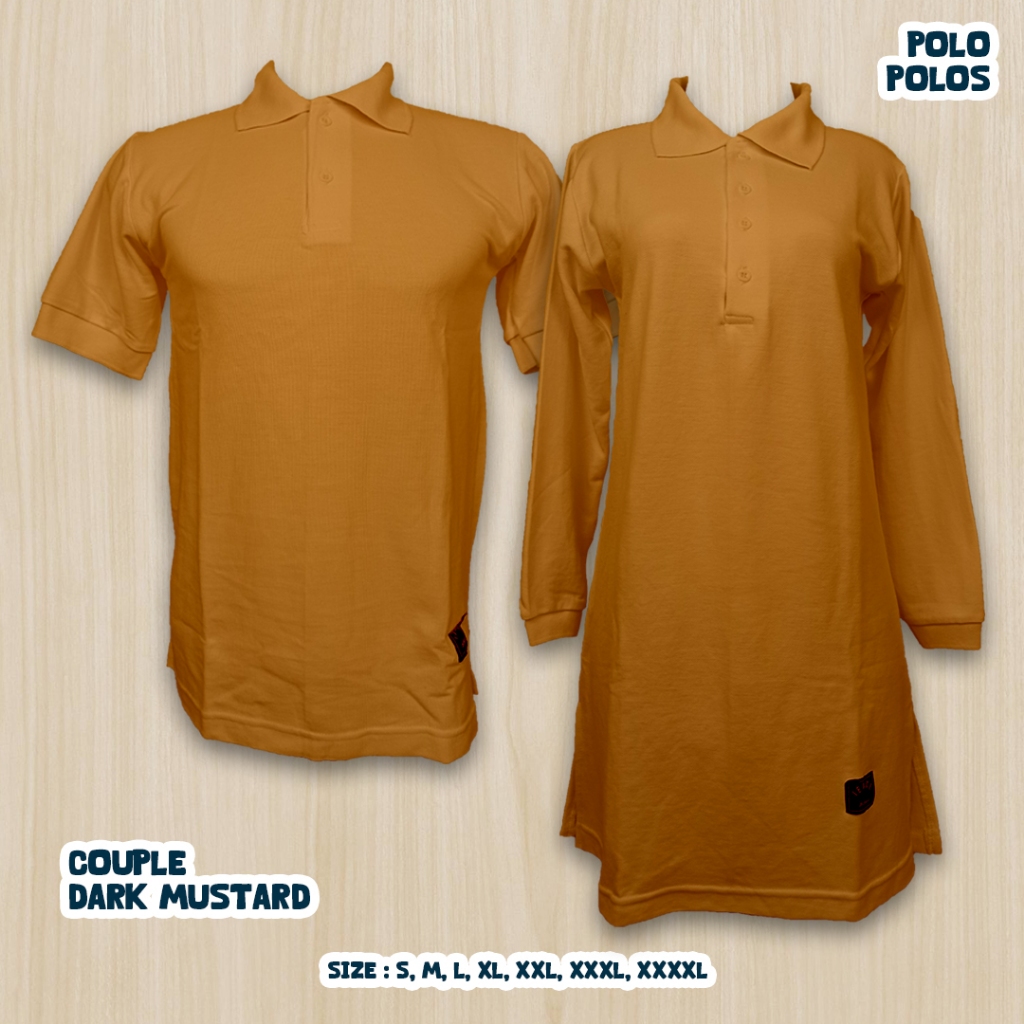 S-XXXL Kaos Polos Couple Polo Tunik Muslimah DARK MUSTARD /Seragam Olahraga/Kerja/Santai