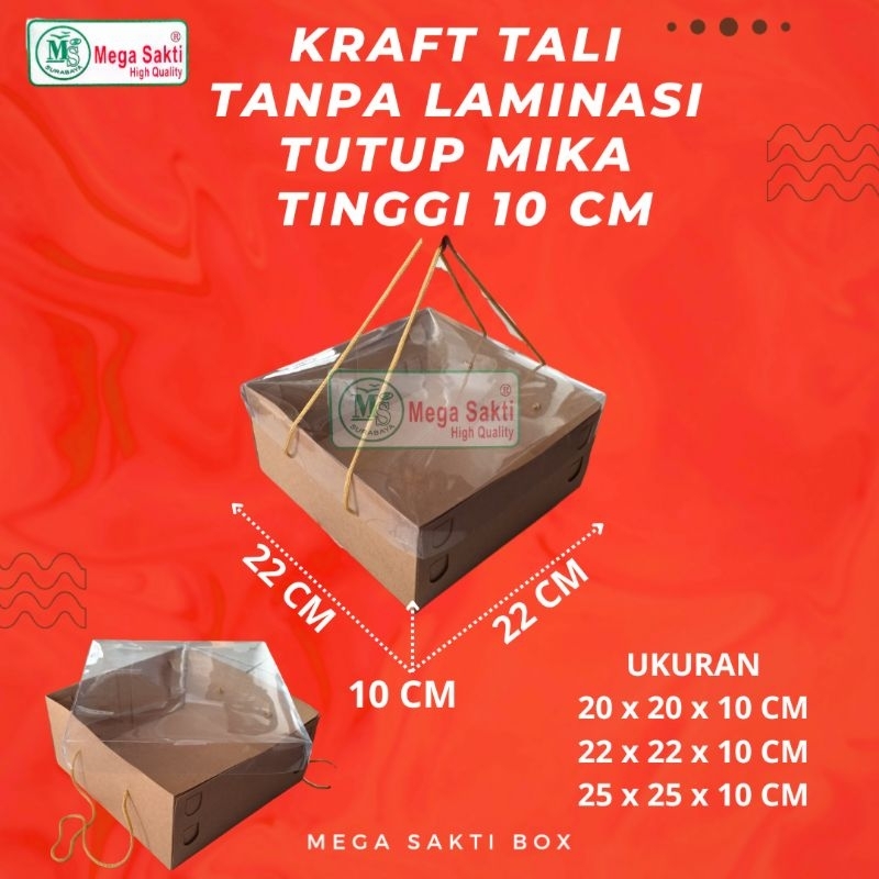 

(ISI 10 PCS) DOS / DUS KRAFT TALI TUTUP MIKA TANPA LAMINASI TINGGI 10 CM UK 20 CM, 22 CM, 25 CM / DUS HAMPERS TUTUP MIKA / BOX KOTAK HANTARAN
