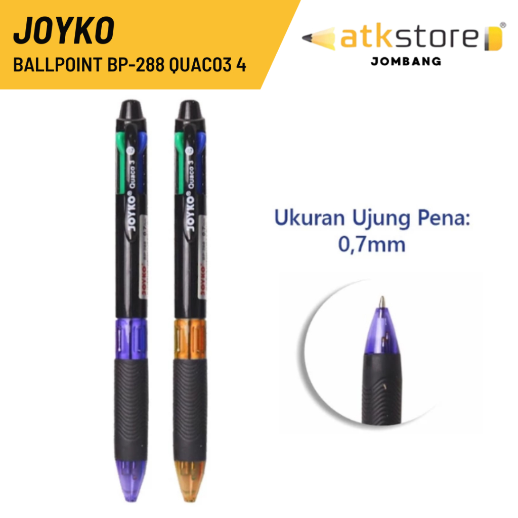 

JOYKO Ball Pen Pulpen Pena Joyko BP-288 Quaco 3 0.7 mm 4 Warna / Pulpen Joyko 4 Warna