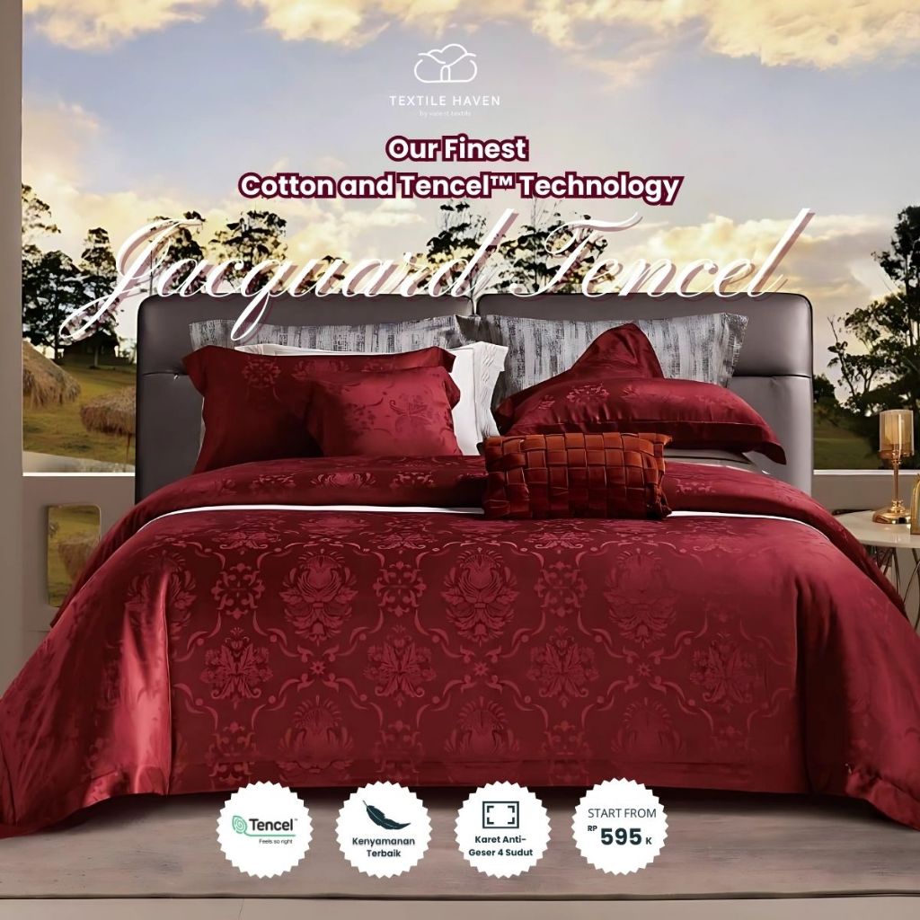 Sprei dan BedCover Jacquard Tencel Serat Bamboo Original 80s | Sprei KingKoil Sutra Emboss tinggi 40