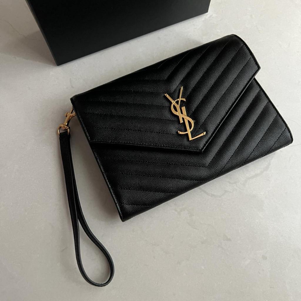 YSL monogram clutch with wristlet