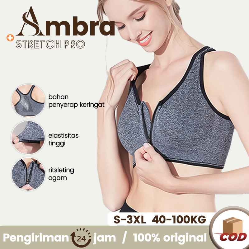 Bra Kancing Depan BH Sport Bra Jumbo Bra Menyusui Gym Bra Olahraga Stretch Wanita Women Front Zip Yo