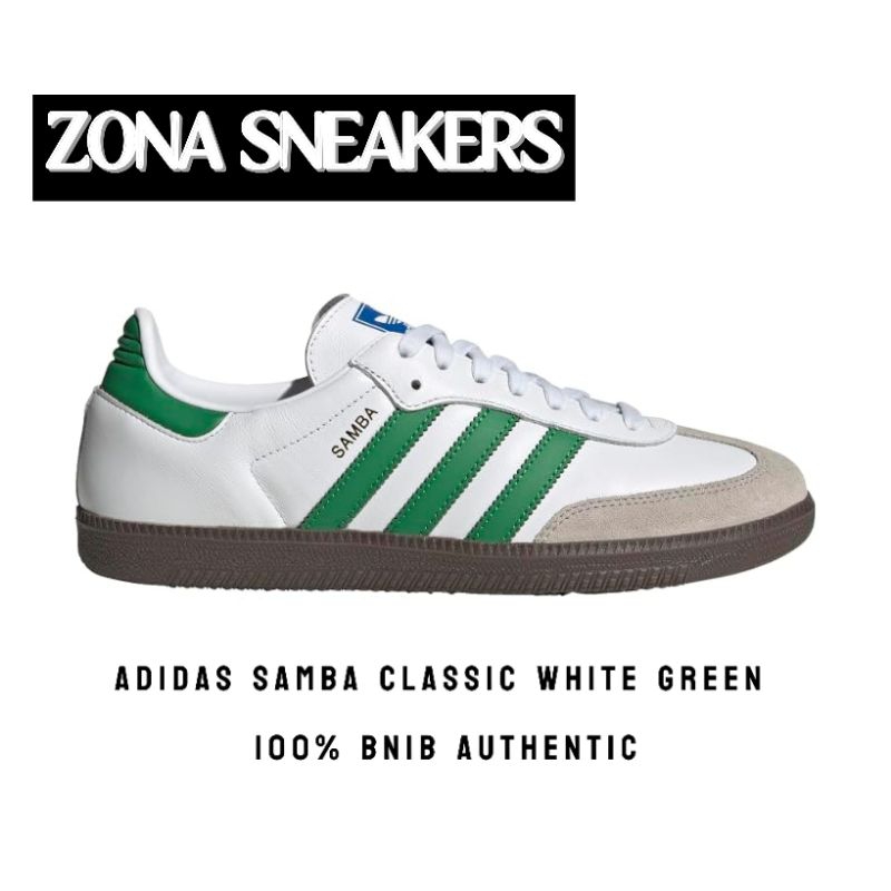 Sepatu Adidas Samba Classic White Green