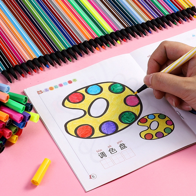 

Hexagonal Watercolor Marker Pen Spidol Warna 12/18/24/36 Warna