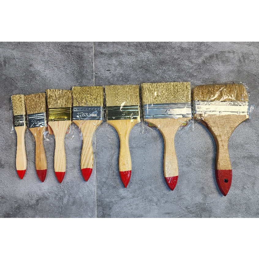 Kuas Cat 1inch 2inch 3inch 4inch 5inch Gagang Kayu.Paket Bak Cat+Kuas Cat. Kuas Cat 1,5 inch 2,5 inc
