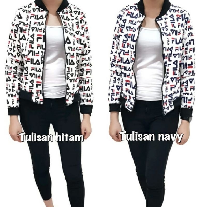 ec FILA BOMBER l atasan baju jaket tulisan fila jacket motif wanita