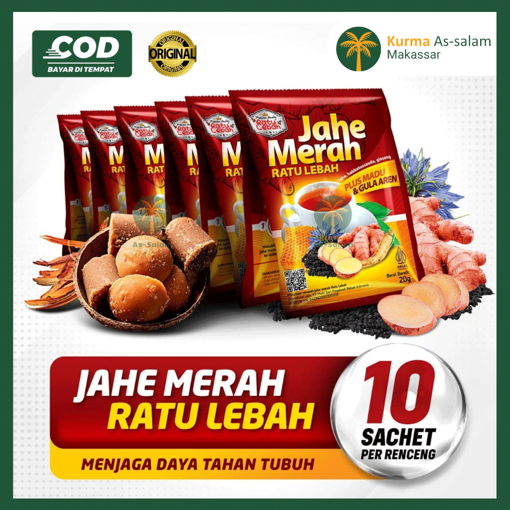 

Jahe Merah Ratu Lebah Madu Gula Aren ISI 10 SACHET ORIGINAL