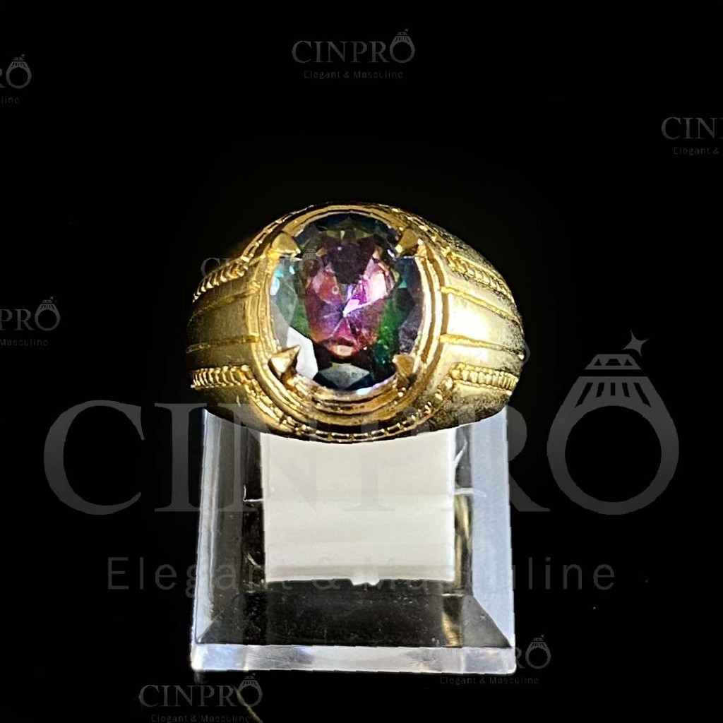 [COD] Cincin batu kalimaya india Permata Pelangi + Gratis Box