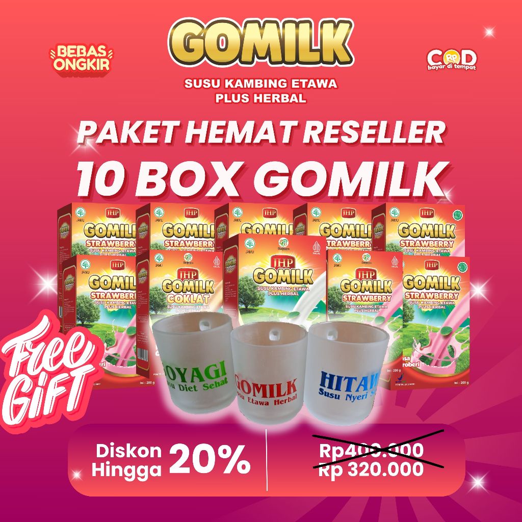 

PAKET HEMAT RESELLER 10 BOX GOMILK SUSU ETAWA PLUS HERBAL