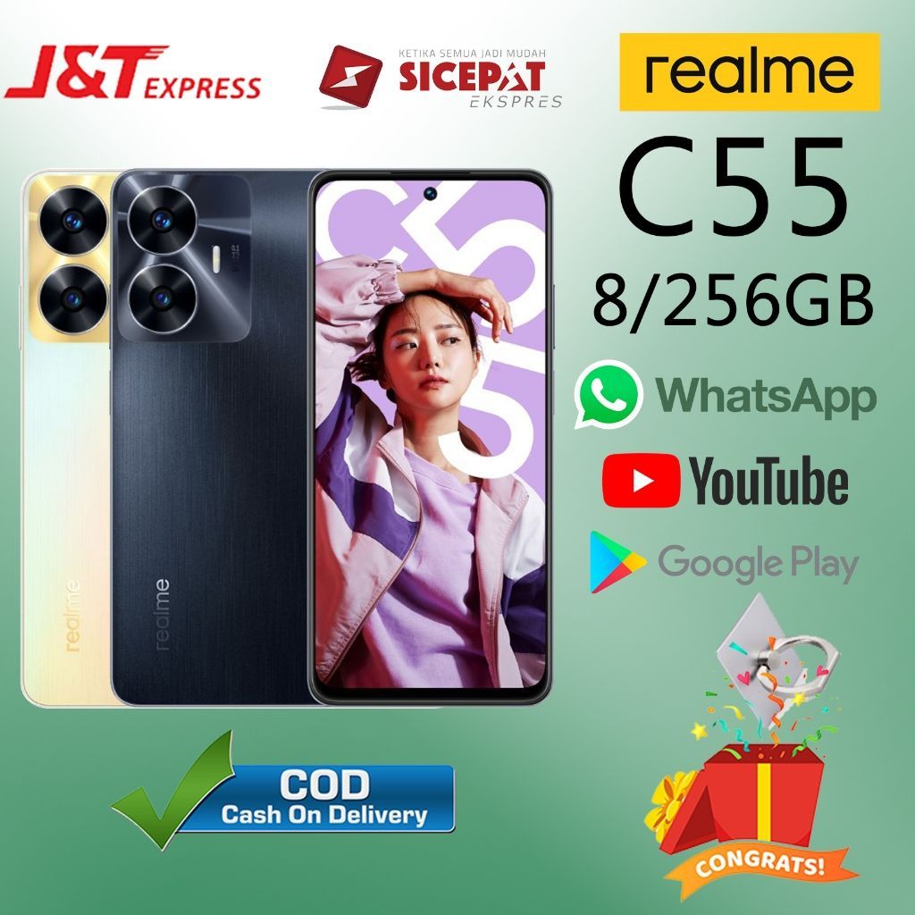 HP Realme C55 Ram 8/256GB Smartphone 4G LET 6.72 inci NFC Dual SIM 64MP+8MP Handphone indonesia