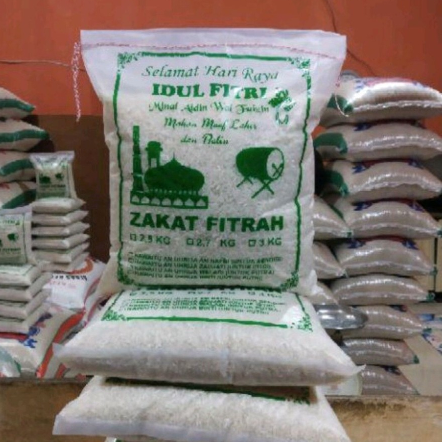 SABLON PLASTIK BERAS ZAKAT FITRAH 3KG 1 WARNA PLASTIK PE CUSTOM DESAIN
