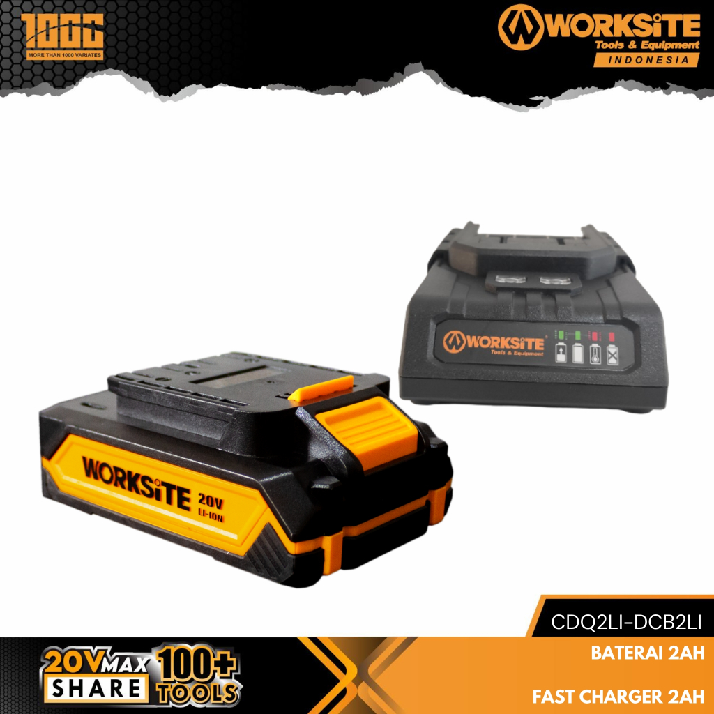 Baterai charger 2ah Worksite baterry lithium 2Ah WORKSITE