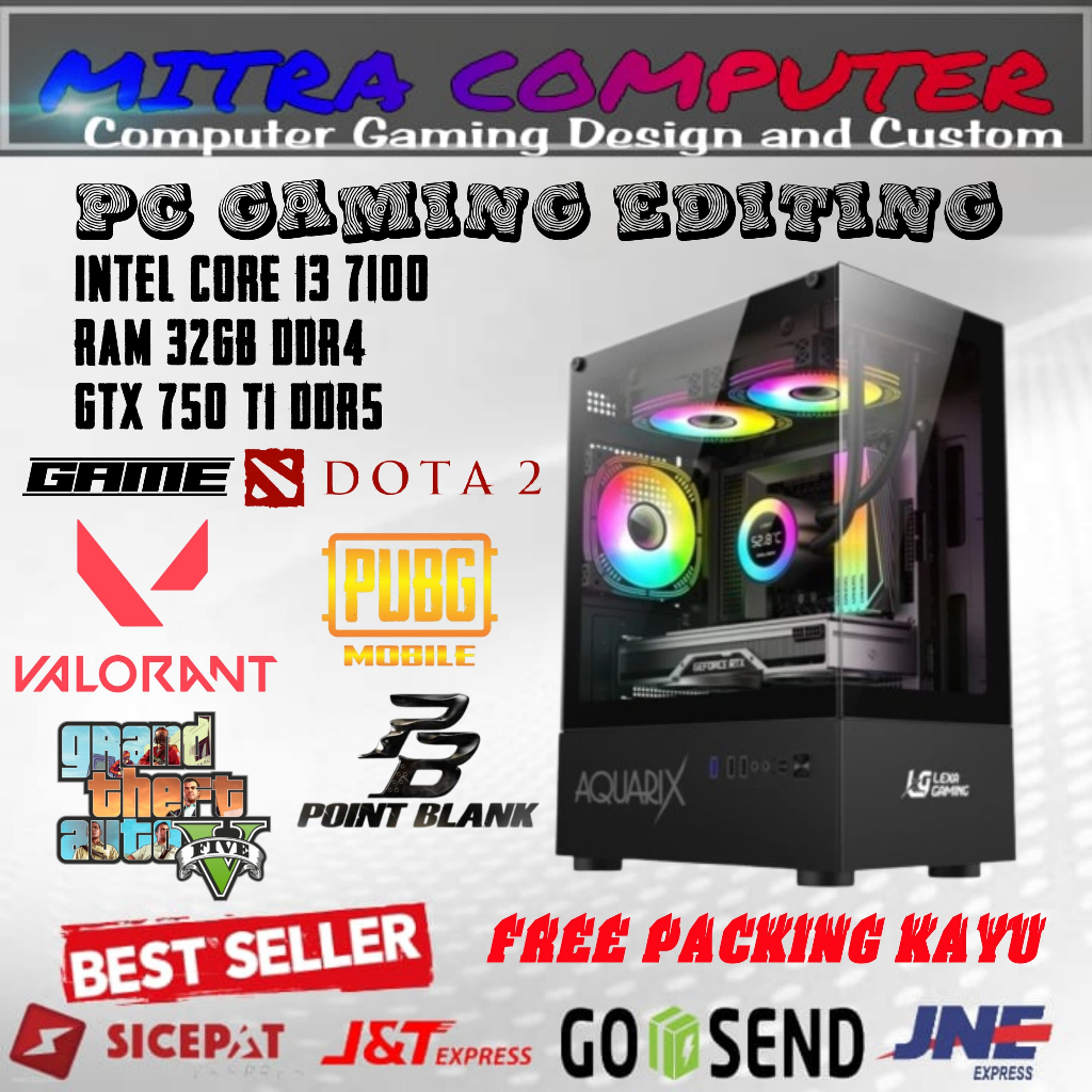 PC Rakitan Gaming Editing Murah Intel Core i3 7100 Ram 32gb SSD 256gb Vga Gtx 750 Ti Free WIFI