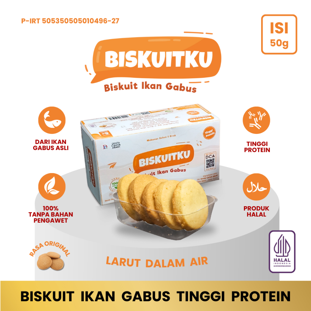 

Biskuitku Biskuit Ikan Gabus/ Kutuk untuk Semua Umur 50 Gr