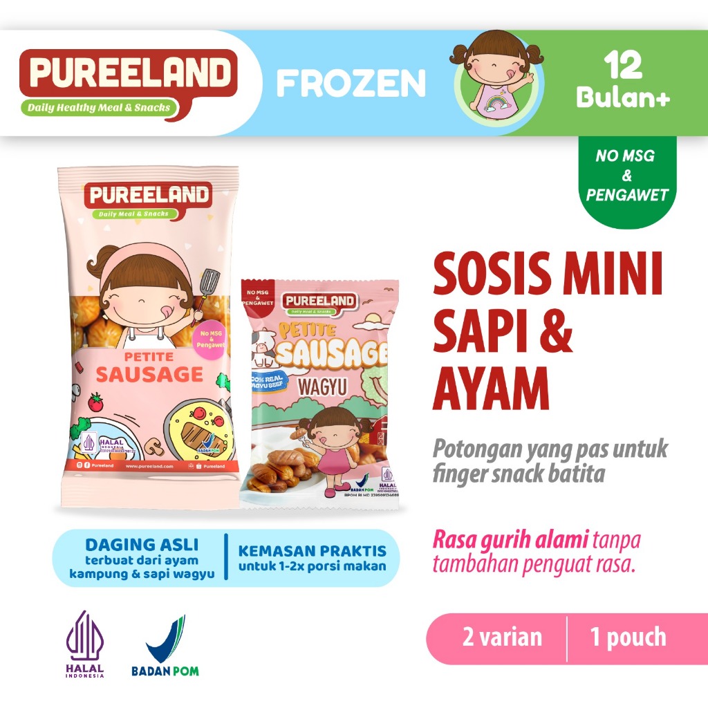 

Pureeland Sosis Mini MPASI / Petite Sausage / Frozen MPASI Bayi Organik / Makanan Bayi Organik