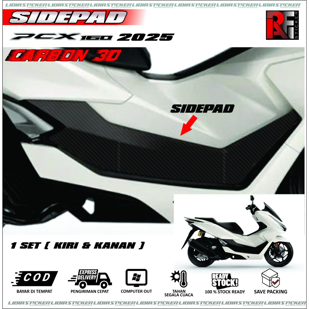 RK STIKER PCX 160 SIDEPAD MOTIF CARBON 3D MAXDECAL