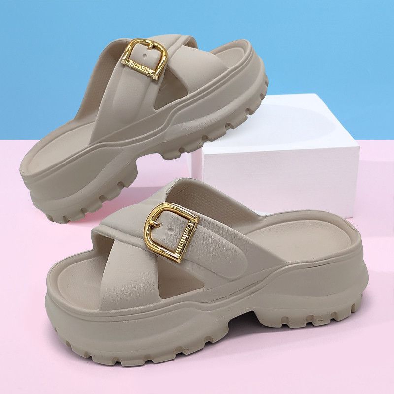 Sandal selop silang karet tebal KADIA 8918 fashion wanita sandal wedges tinggi