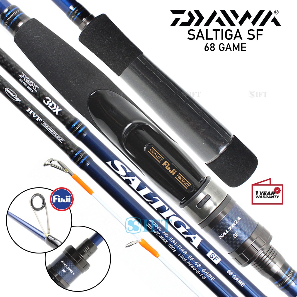 Joran Surf DAIWA SALTIGA SF 68 GAME | Fuji Alconite Guides + Seat | Jigging Laut Resmi 2m | IFT STOR